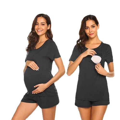 aowezehts Summer Breastfeeding Pajamas – Lightweight Maternity Nightwear for Nursing Mothers