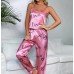 aowezehts Satin Pajama Set for Women – Luxurious Nightwear with Short-Sleeve Top and Pants